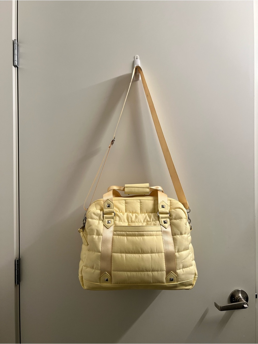 Cynthia Rowley Quilted Puffer Shoulder Bag in Pale Yellow